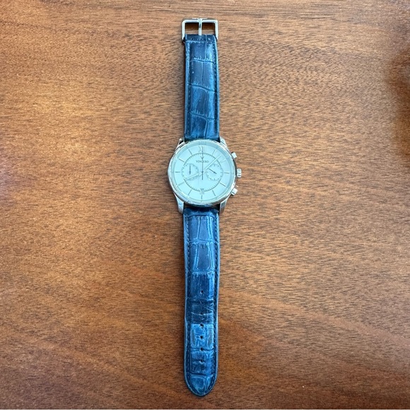 Vincero Chrono Mens Watch White Blue Stopwatch Leather - Picture 3 of 11